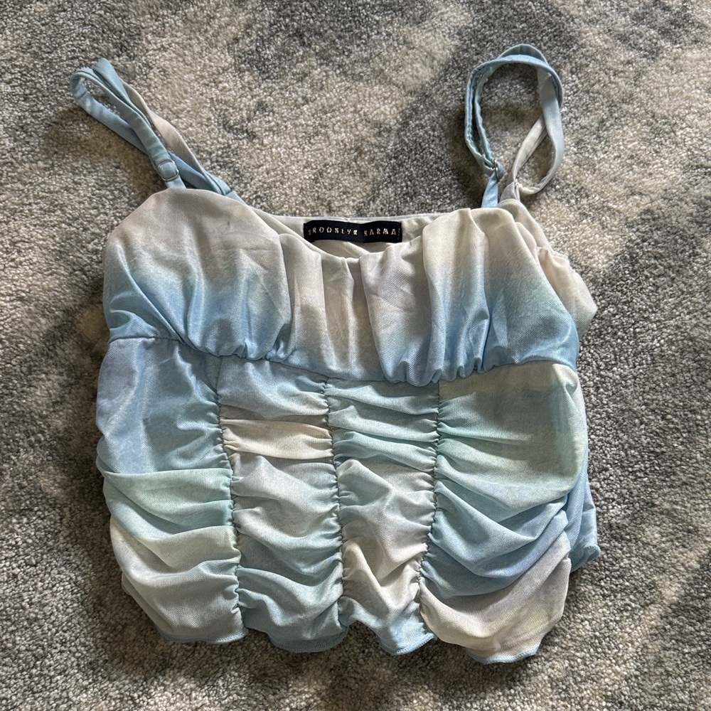Brooklyn Karma Women's Light Blue Ruched top